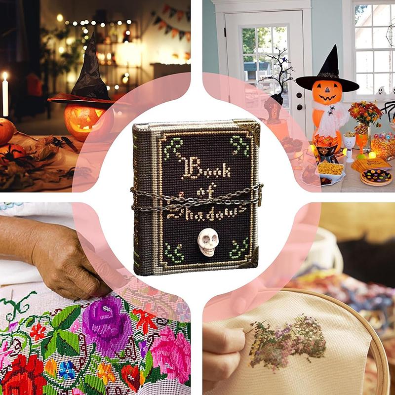 Book Of Shadows Halloween Stitch Along Kit Materiál Balení Gothic Crossing Stitched Book Halloweenská vyšívací sada pro dospělé