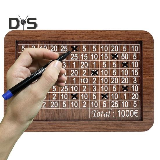 Salvadanaio In Legno Con Contatore E Obiettivo Di Risparmio | Riutilizzabile Con Penna Cancellabile