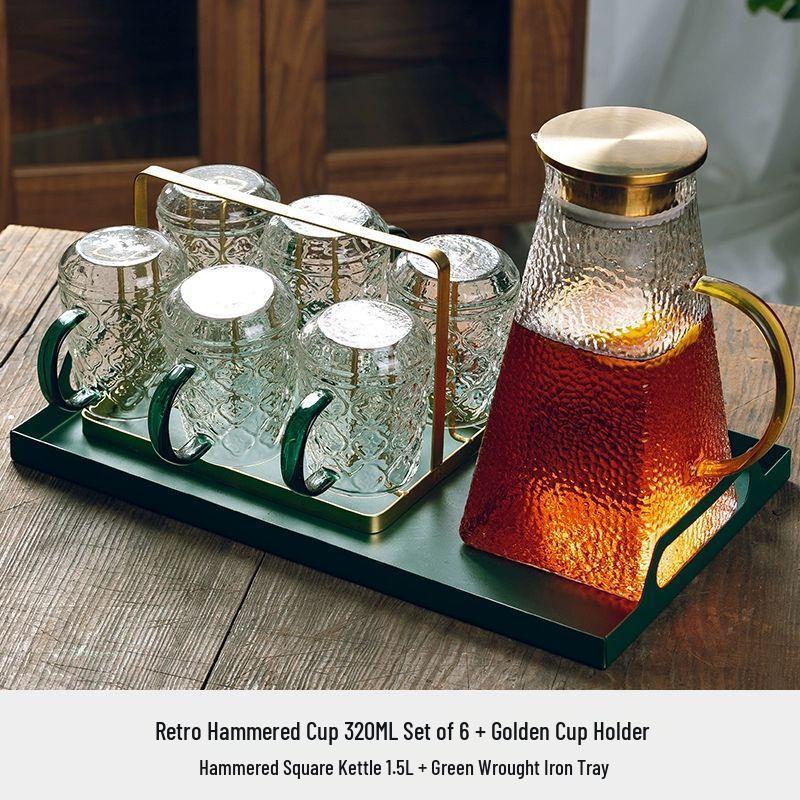 Retro Begonia Flower Glass Tea Set