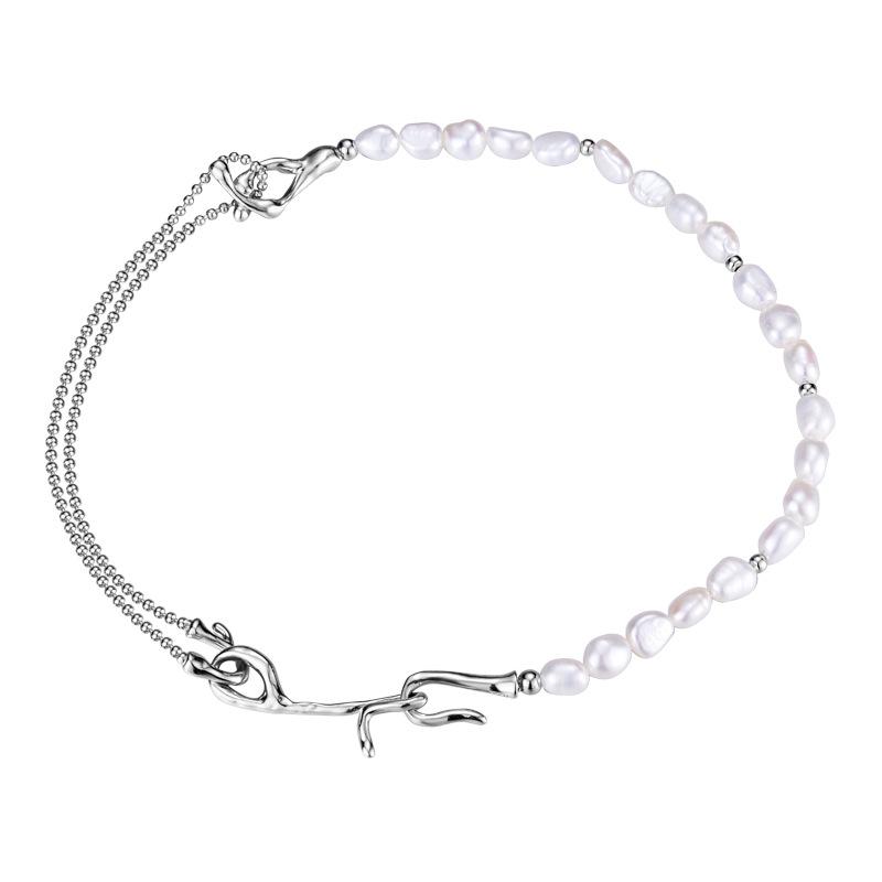 

Индивидуализированная модная цепочка на ключицы в стиле инопланетянина в стиле барокко, женское роскошное светлое роскошное ожерелье S925, серебряное ожерелье с пресноводным жемчугом