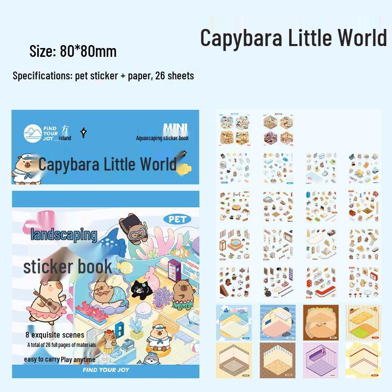 Fangdao Mini Landscape Sticker Book: Cute Cartoon House Stickers for Journals and DIY.