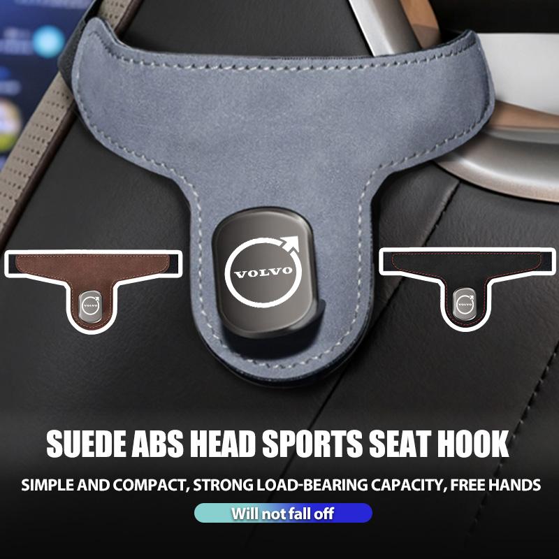 For Volvo Suede Car LOGO Seat Back Double Hook Handbag Dual Hook AWD XC60 S40 XC40 XC90 C30 C70 S60 S80 S90 T6 V40 V50