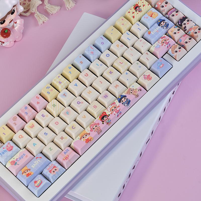 Sweetheart Bubble Keycap Pink Girl Cute Doll Dream From Moa Cherry Pbt Cartoon Doll Photo Keycap 131 Keys