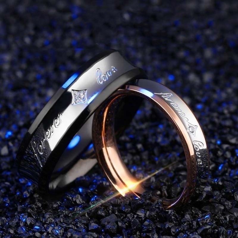 Couple Ring Wedding Bands Black Titanium steel Men Womens Engagement Lovers Gift Couple Ring Wedding Bands Black Titanium steel Men Womens Engagement Lovers Gift