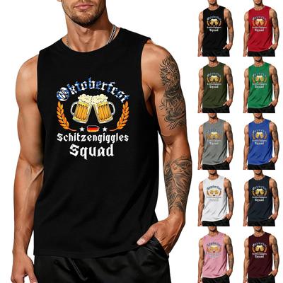 Herren Ärmelloses Tanktop Lässig Lockerer Schnitt Sommer Muskelshirt Oktoberfest Grafikdruck Weste Bequeme Baumwollmischung
