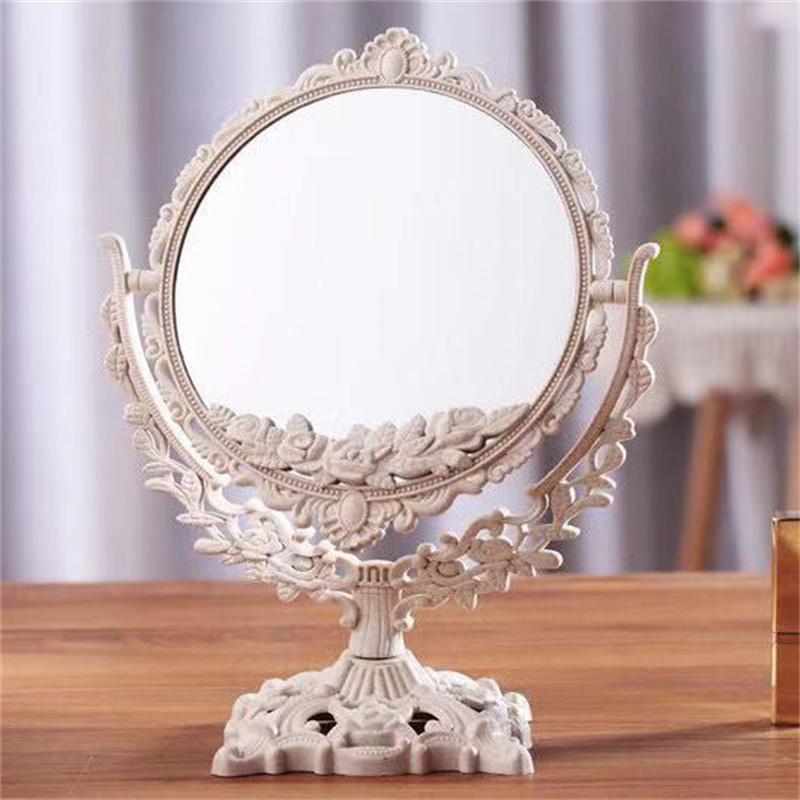 

Настольное зеркало для макияжа большого размера в европейском стиле, двухстороннее косметическое зеркало, бытовое косметическое зеркало, вращающееся косметическое зеркало round