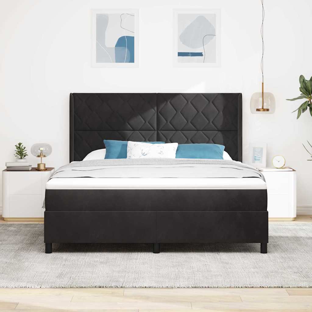 Box Spring Bed with Headboard Black 180 x 200 cm Velvet