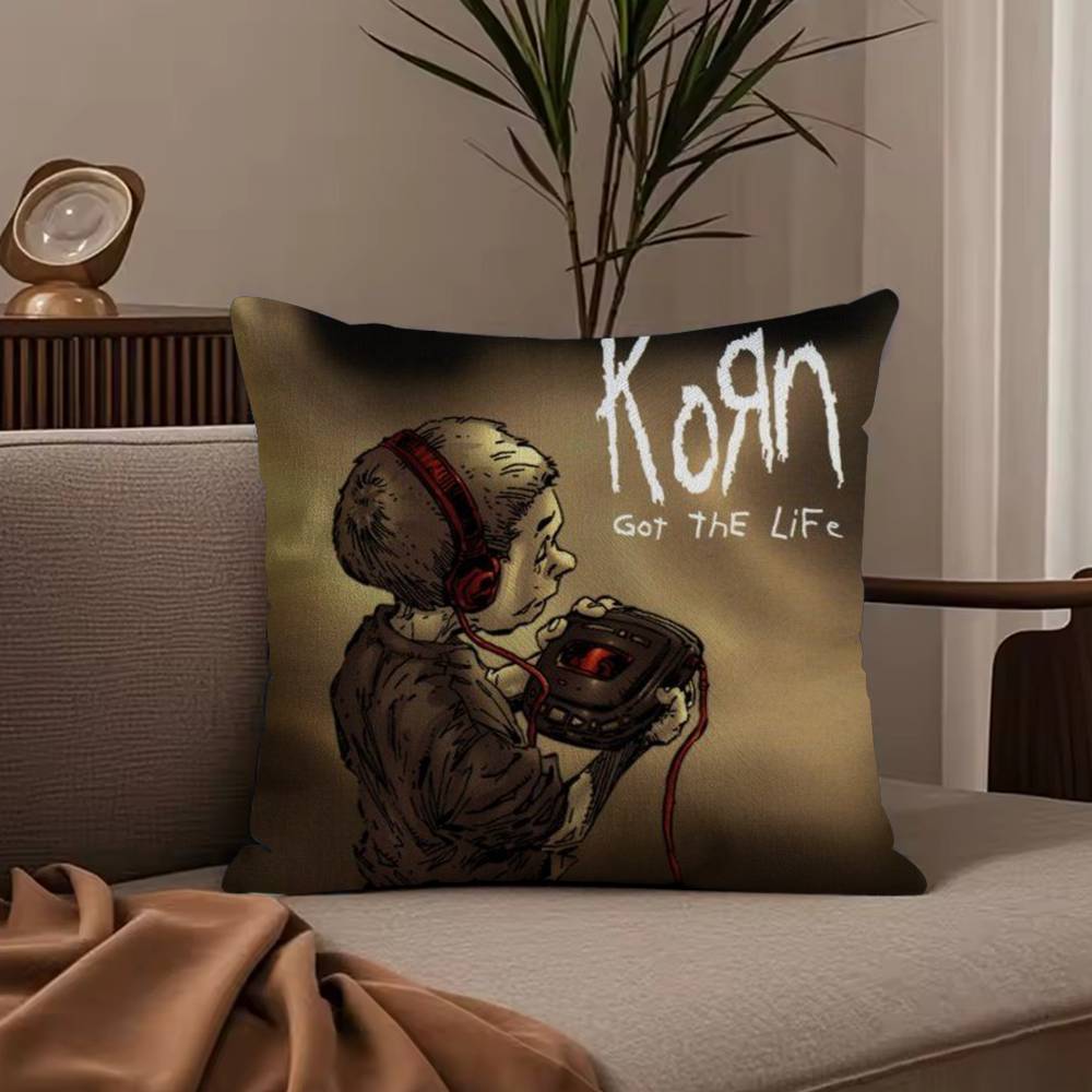 Rock Band K-Korn Pillow Case Anti-dustmite Pillowcase Invisible zipper silky short plush Sofa cushion cover