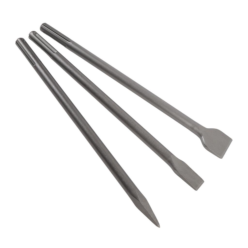 3 Piece Chisel Set Point Flat Scaling Chisel Rotating Hammer Drill Attachments for Concrete Stone