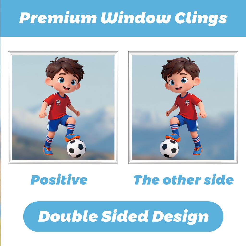 2026 World Cup Boys Sports Stickers, Soccer Elements Static Cling Decals for Fan Decor