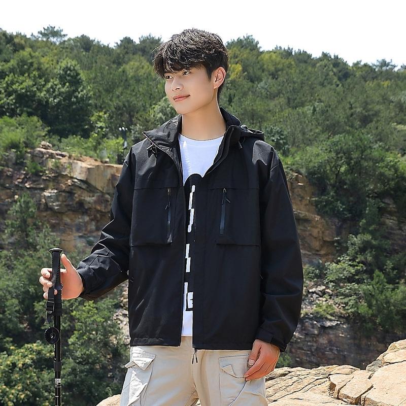 

Куртка мужская с тремя защитными свойствами, функциональная, с капюшоном, ветрозащитная, водонепроницаемая, повседневная, осенняя куртка 3XL чёрный