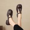 Krazing Pot Microfiber Round Toe Chunky Heels Spring Summer Shoes Big Size 43 Size 33 Women Buckle Straps Platform Pumps
