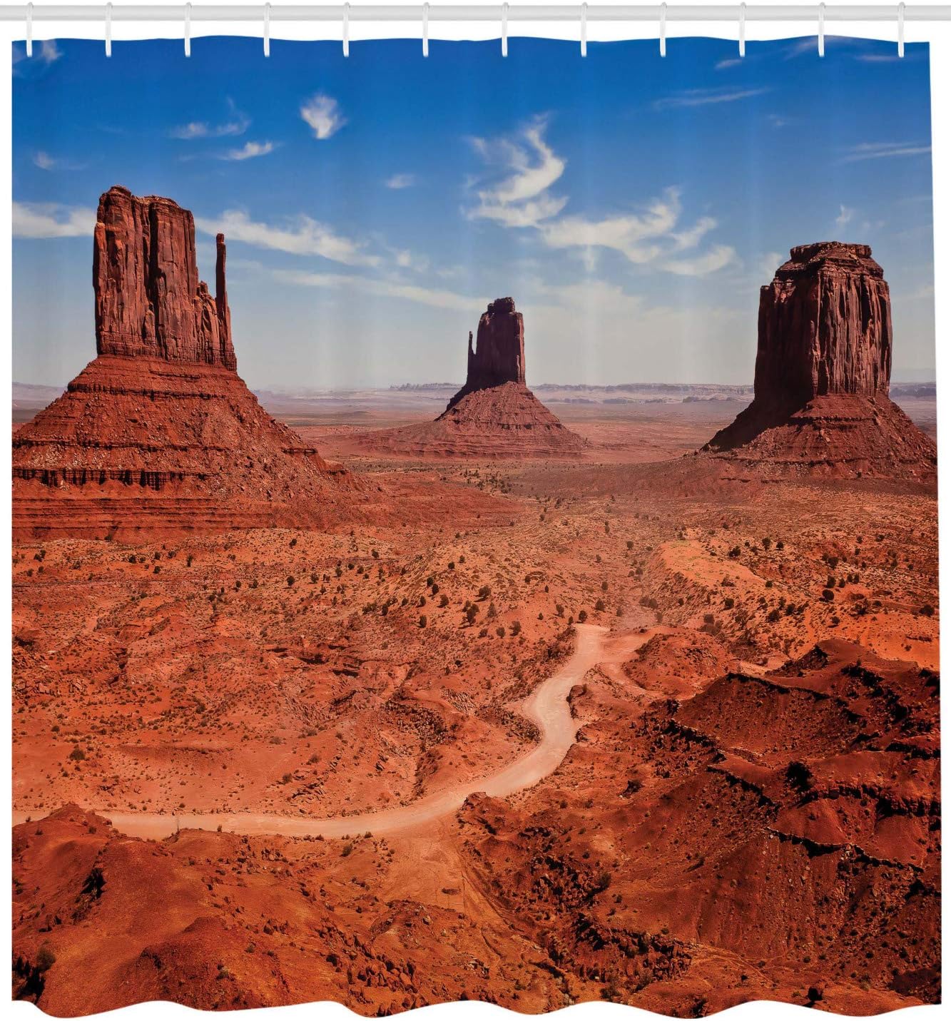 Desert Canyon Shower Curtain With Hooks – Monument Valley, Arizona Wild West Landscape, National Park Bathroom Decor W60H190(CM)-1 Pcs
