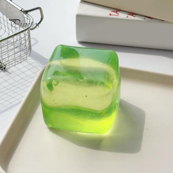 Transparent Lemon Toy Squeeze Toy, Stress Relief Jellyfish Ice Cream Reduction Soft Clear Cube Sensory for Kids Adults Reliever