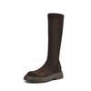 Autumn and winter suede thick-soled non-slip Martin boots comfortable sleeve middle heel round head high boots new square heel women's boots