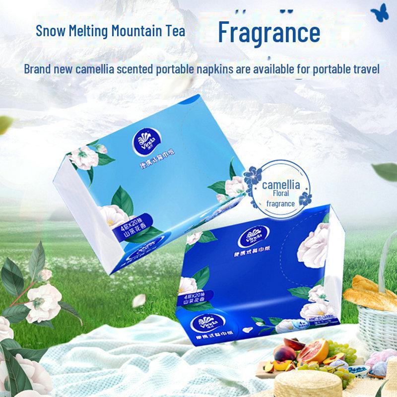 Vinda 4-Layer Camellia Print Tissue - 20 Portable Pulls