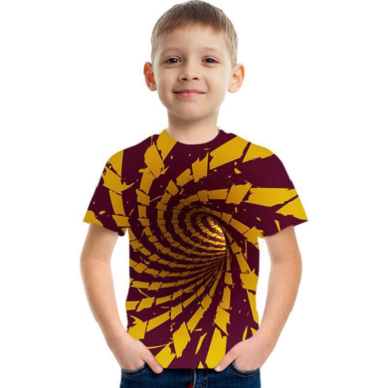 Summer Children's 3D T-shirt Visually Deceiving Boys' Printed Short Sleeved T-shirt Tees