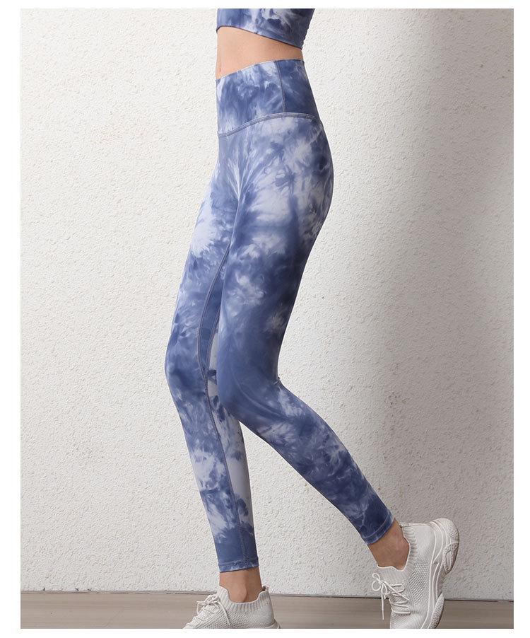 

Высококачественные спортивные брюки для йоги с высокой талией и принтом тай-дай для женщин - Эластичные, Подтягивающие бедра, Бесшовные, Ощущение обнаженности Small синий