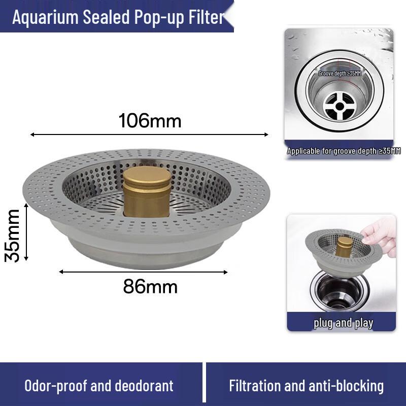HuaHao Universal Stainless Steel Kitchen Sink Pop-up Drain Filter