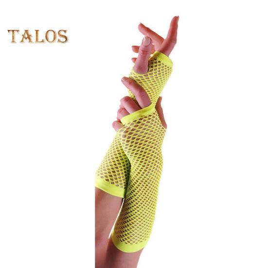 1 Pair Performance Gloves Hollow Out Fishnet Thin High Elasticity Fingerless Thin See-through Cosplay Club Party Festivals Gloves
