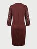 Women's European & American Round Neck Shiny Slim Party Dress with Mesh Three-Quarter Sleeves
