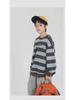 2025 Spring Boys' Striped Terry Cotton Sweatshirt with Panda Print
