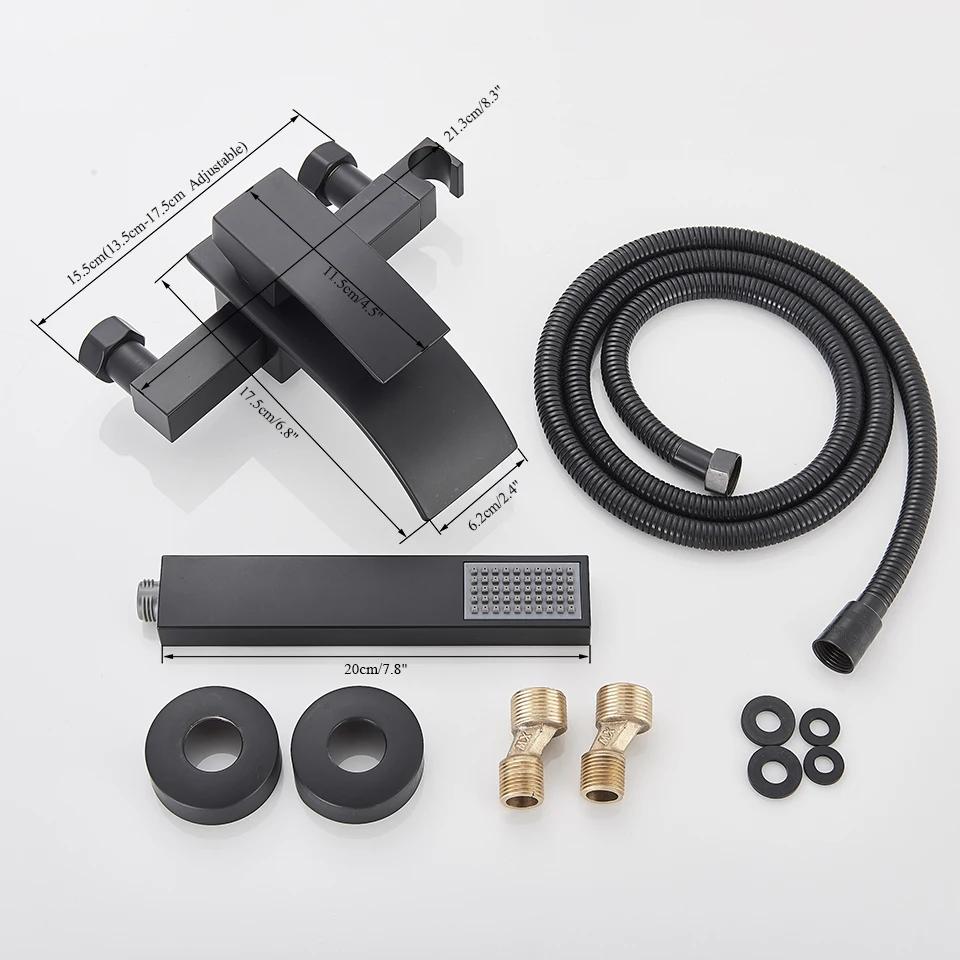 Gold Schwarz Badewannenarmatur Wasserfall Duscharmatur Wandmontierter Heiß Kaltwasser Mischer Für Badezimmer Chrom Bad Duschset System