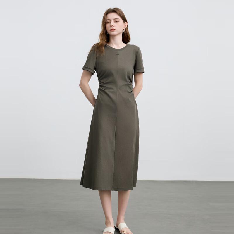 

Sancai 2025 Summer Cinch-Waist Lyocell T-Shirt Maxi Dress M