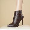 French Stiletto Temperament Women's Shoes Autumn and Winter New Women's Boots Pointed High Heels Short Boots Women's Naked Boots Fashion Thin Boots