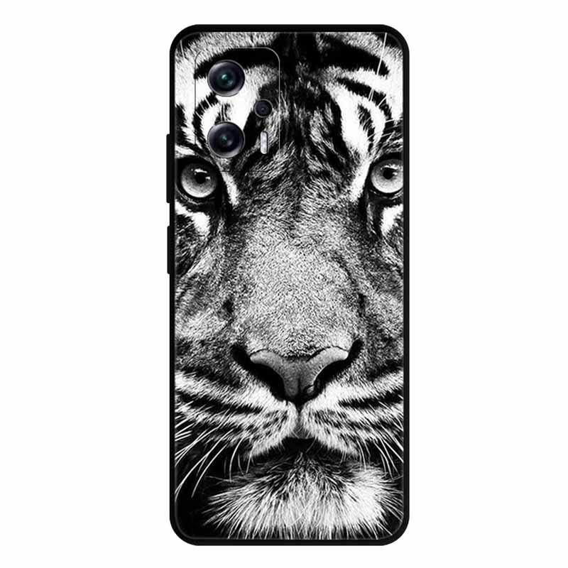For Xiaomi Poco X4 GT Case X4GT X 4 GT Wolf TPU Silicone Soft TPU Back Cover for Poco X4 GT Para Cartoon Black Edge Fundas Coque