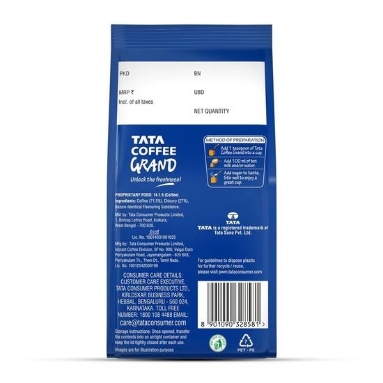 Tata Classic Instant Coffee, 200g Pouch, Chicory Mix With Strong Taste & Rich Aroma, With Flavour Locked Decoction Crystals