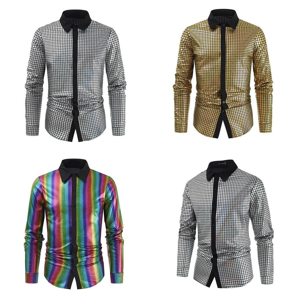 Formal Long Shiny Sleeve Shirt With Glitter Buttons For Anime And Cosplay Fans