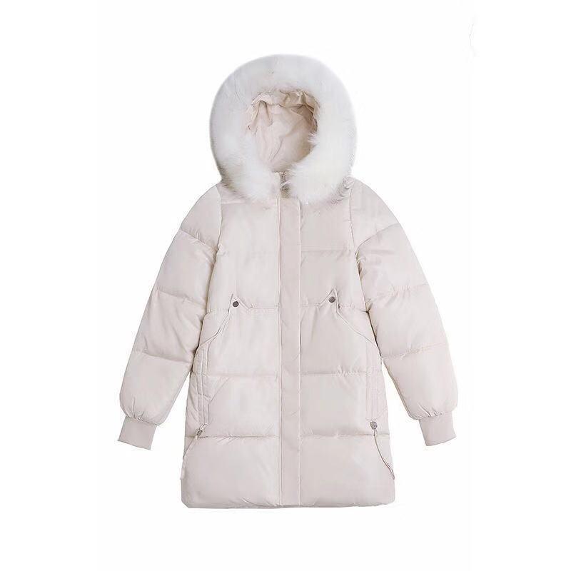 Mantel für Damen Fleece Verdickt Plüsch Herbst Winter Locker Groß Pelzkragen Windbreaker Wasserdicht Lässig Daunenjacke