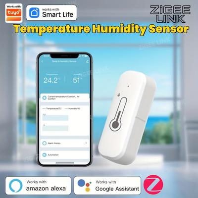 Tuya Zigbee3.0 Smart Temperature Humidity Sensor Indoor Hygrometer APP Remote Control Works With Alexa Google Home Smart Home