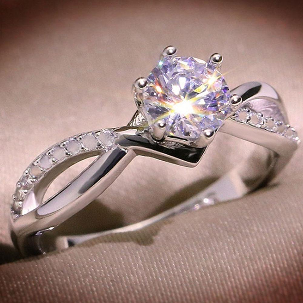V Chevron Solitaire Ring CopperCZ Paved Promise Engagement Ring for Women Wedding Jewelry