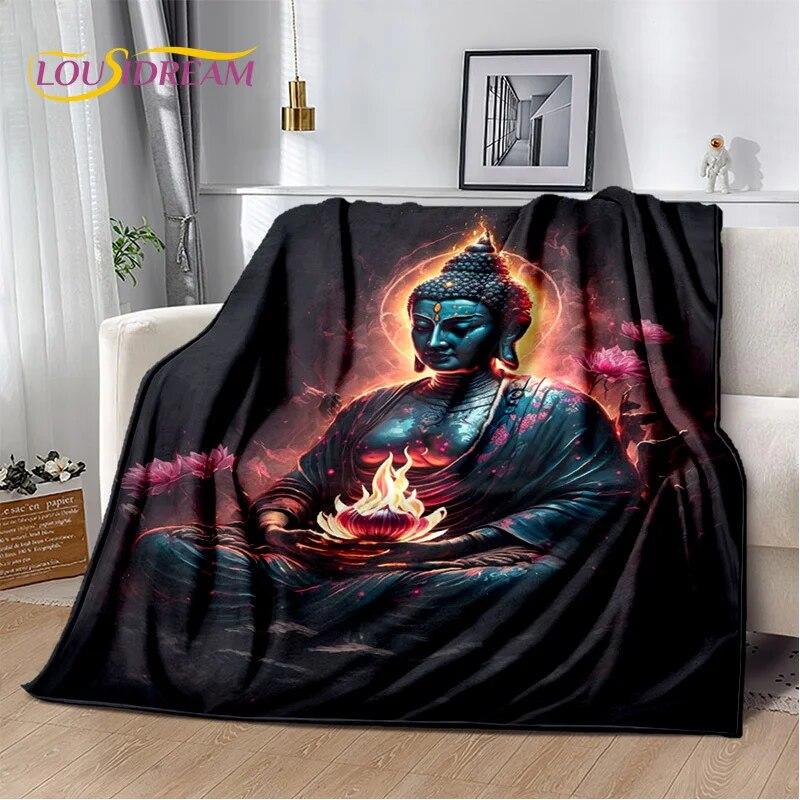 HD Buddha Buddhismus Víra Meditující Náboženství Sakyamuni Bodhisattva Modlitební deka Měkká deka pro domácí postele Pohovka Kid