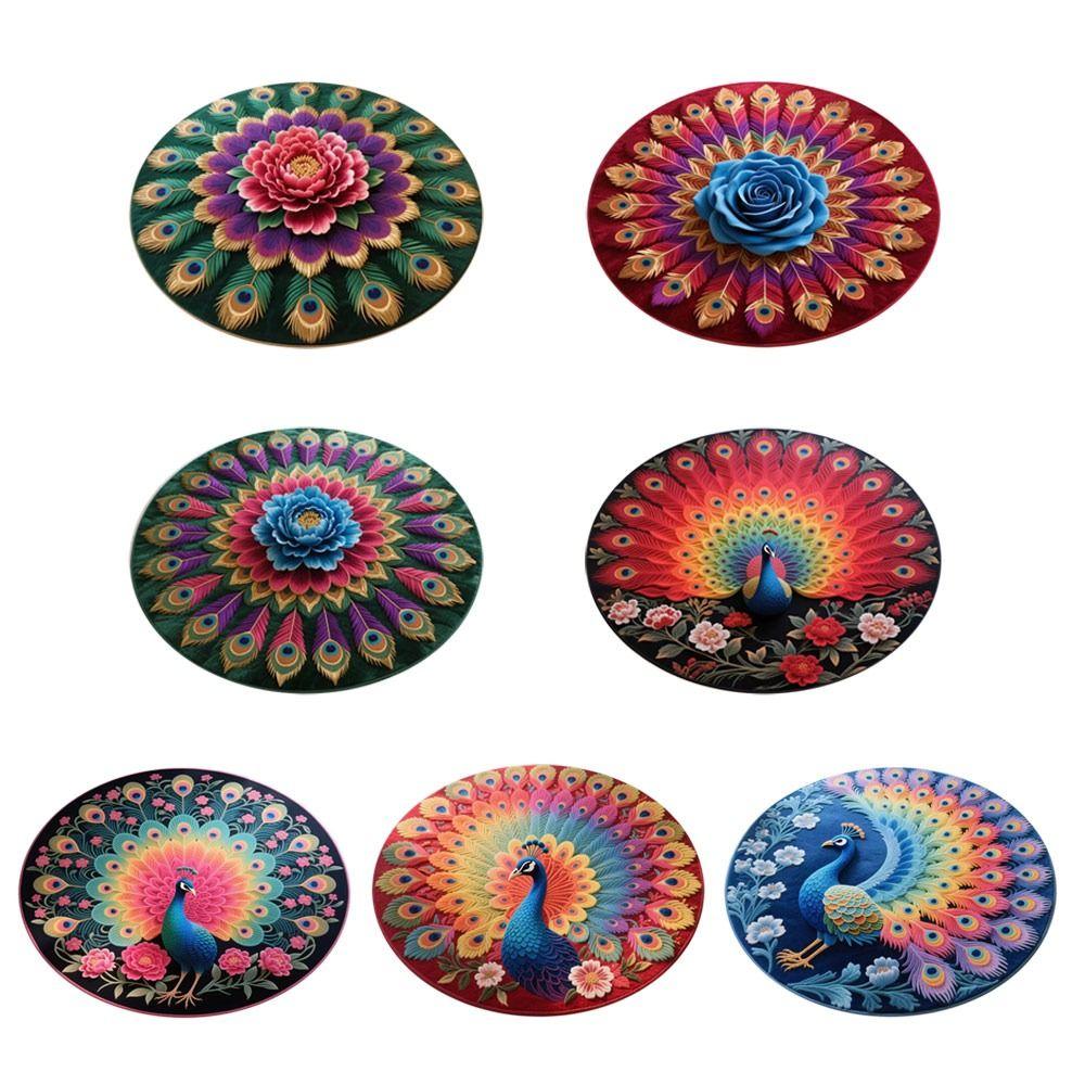 Special-shaped Peacock Carpet Soft Non-slip Peacock Mat 60x60cm/100x100cm Absorbent Bathroom Floor Mat