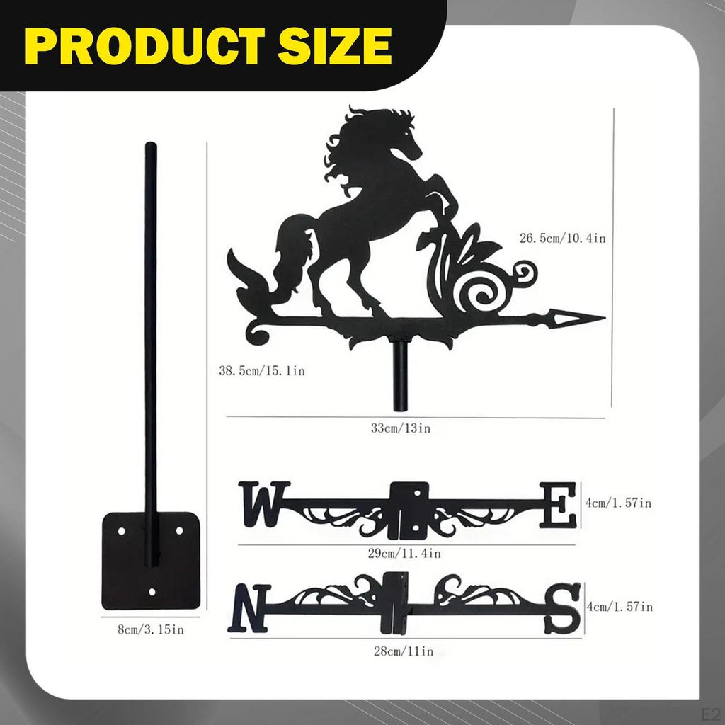 Pferd Wetterfahne Tier Eisen Wetterfahne Dekorative Verzierung, Vain Vein für Garten,