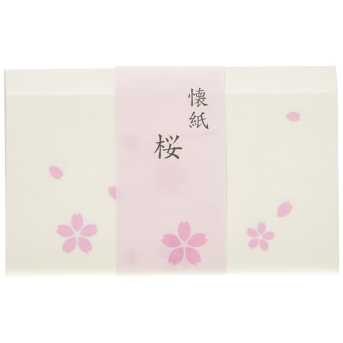 Hogdseirrs Kokoro Kaishi Honpo (Kokorokaishihompo) White Kaishi (Women's Size: 14.5 x 17.5 cm) Cherry Blossom Design (1 Sheet)