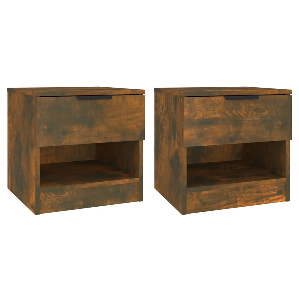 Nightstands 2 pcs Smoked Oak Wood Based Material