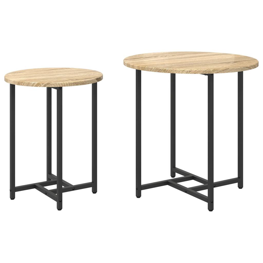 Modern Metal Frame Side Table Set of 2, High and Low, Living Room Decorative Tables, Coffee Tables
