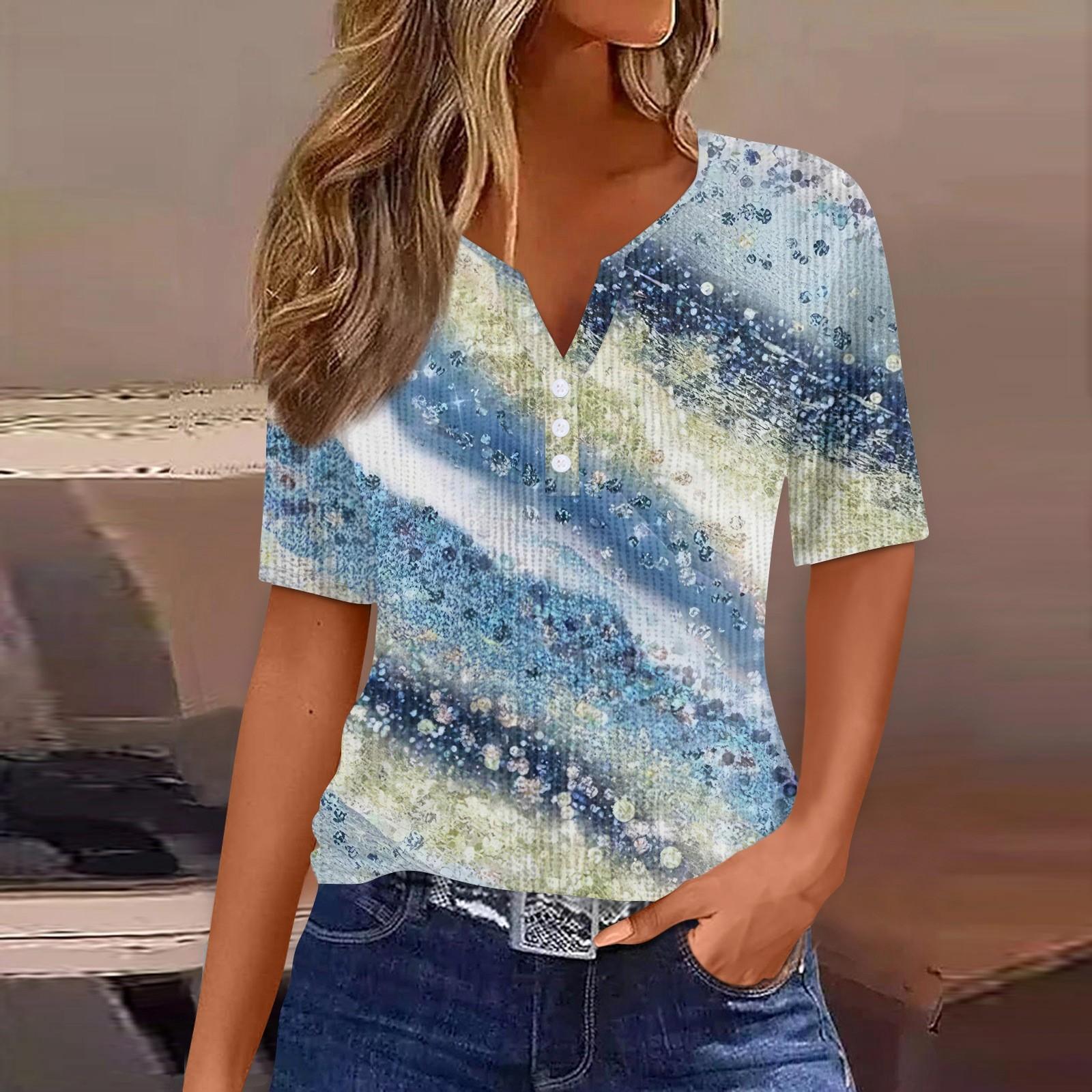 

Футболки для женщин, плиссированные, с квадратным вырезом, нарядные, повседневные, блузки с принтом, с коротким рукавом, летние топы свободного кроя L синий