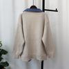 Autumn Winter Denim Pocket Spliced Women Sweater Jacket Casual Versatile Knit Female Cardigans Coat Tops