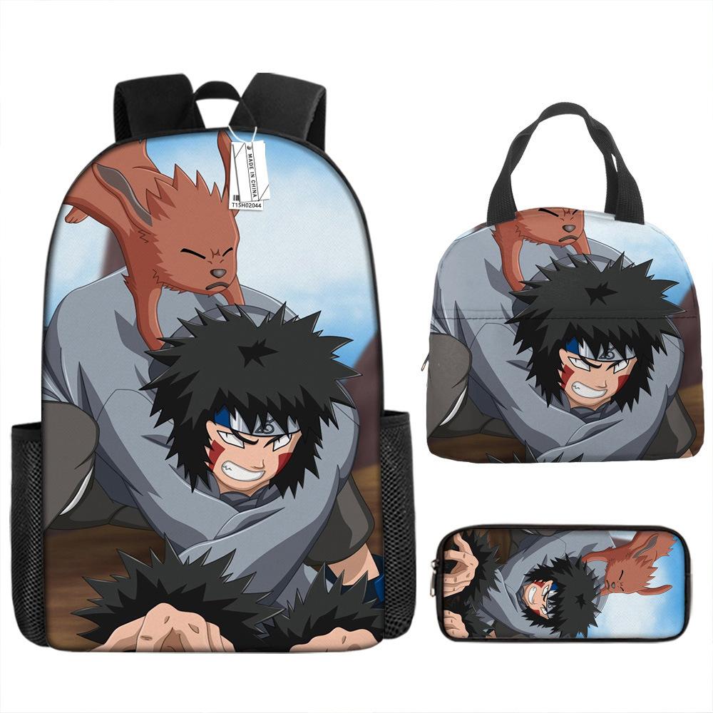 Naruto Schoolbag Elementary School Boys Large Capacity Schoolbag Lunch Bag Pencil Case Three-piece Set