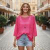 Crochet Knit Knit Sweater Round Neck Hollow Out Top Fashion Beach Cover Up  Beach Vacation