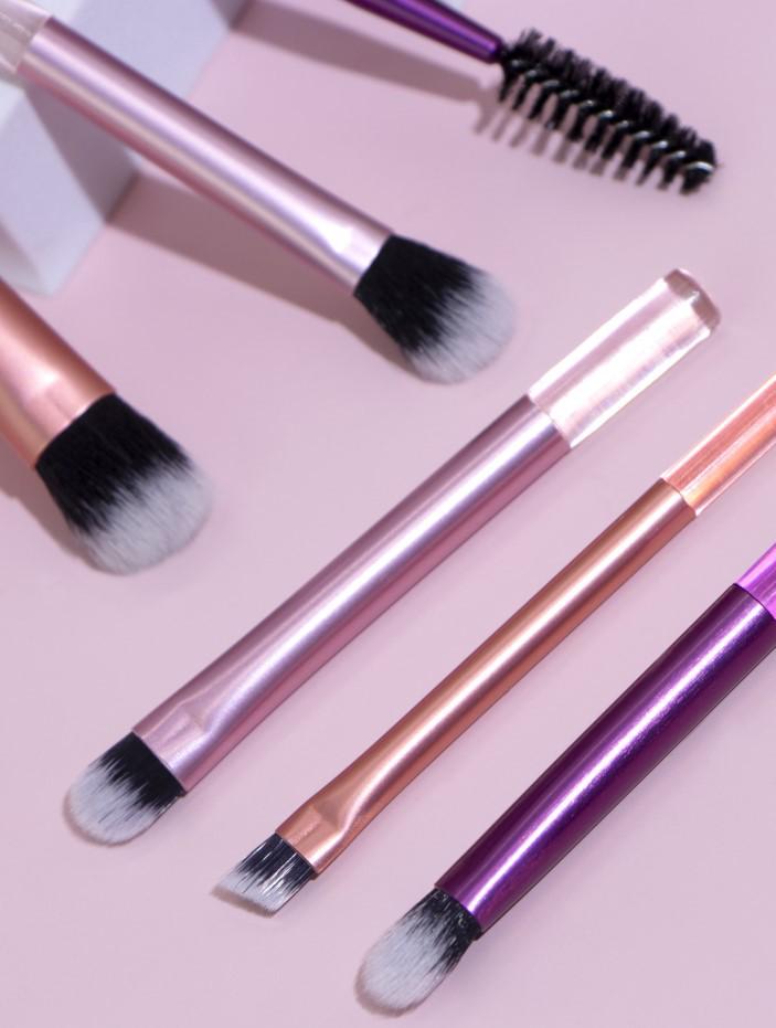 10-Piece Beginner Mini Makeup Brush Set with Crystal Handles - Portable Travel Kit with Brush Bag