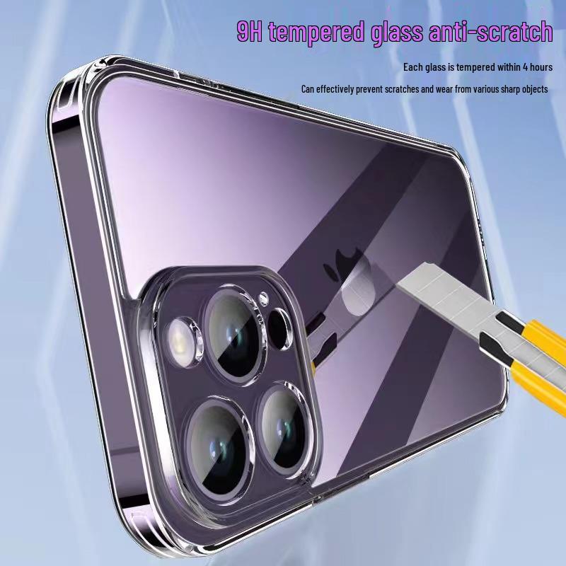 Transparent Glass Case for iPhone 17, 16 Pro Max, 15, 14 - Soft Edge, Drop-Proof Protective Cover