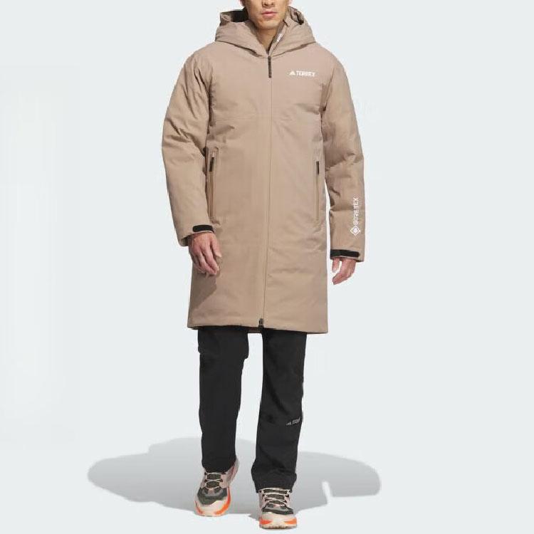 adidas Solid Color Casual Mid-Length Hooded Jacket Men Jacket Pink Brown IL8995