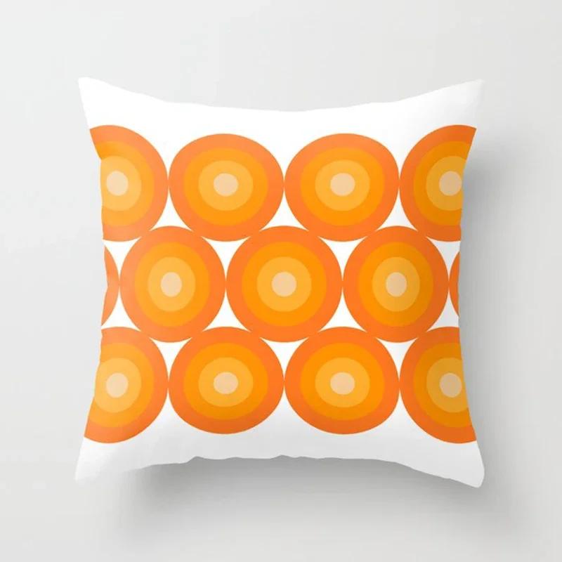 45*45Cm Orange Color Throw Pillow Case Mid Century Geometric Cushion Covers For Home Sofa Chair Decorative Pillowcases