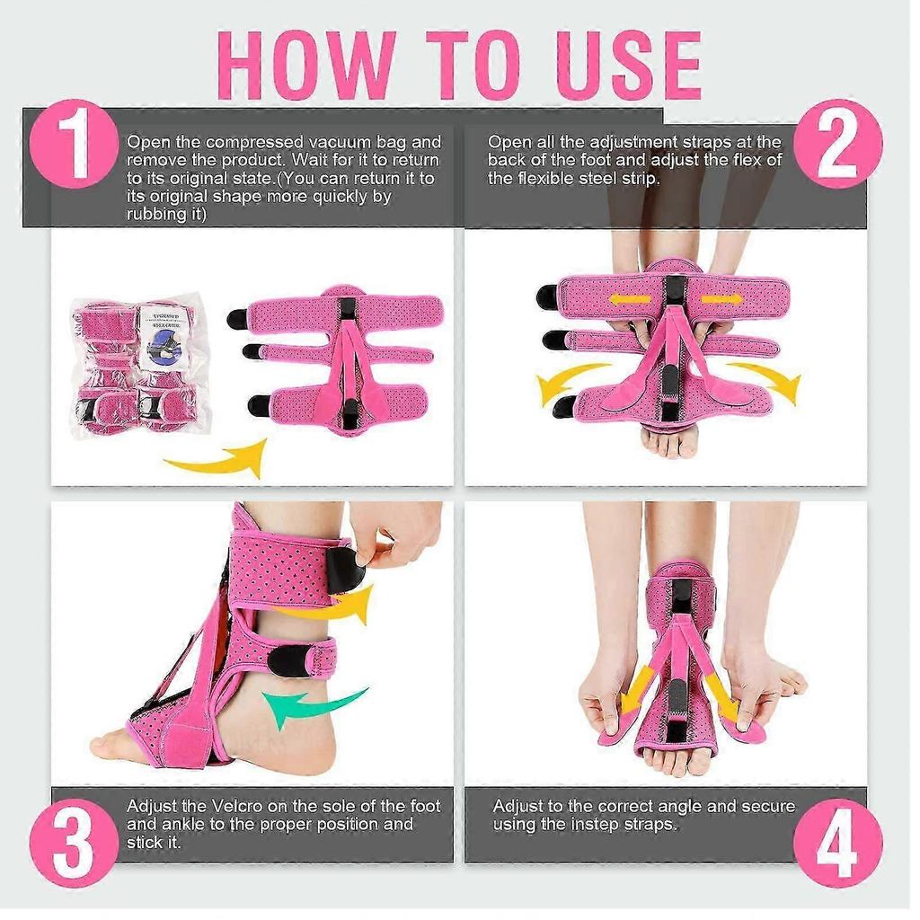 1pc Foot Drop Splint Brace 3 Elastic Straps Soft Liner Foot Support Orthopedic Brace for Plantar Fasciitis